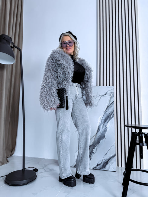 "GREY SMOG" artificial fur coat